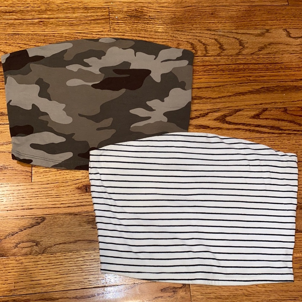 Garage Camouflage and Striped Tube Tops Size S